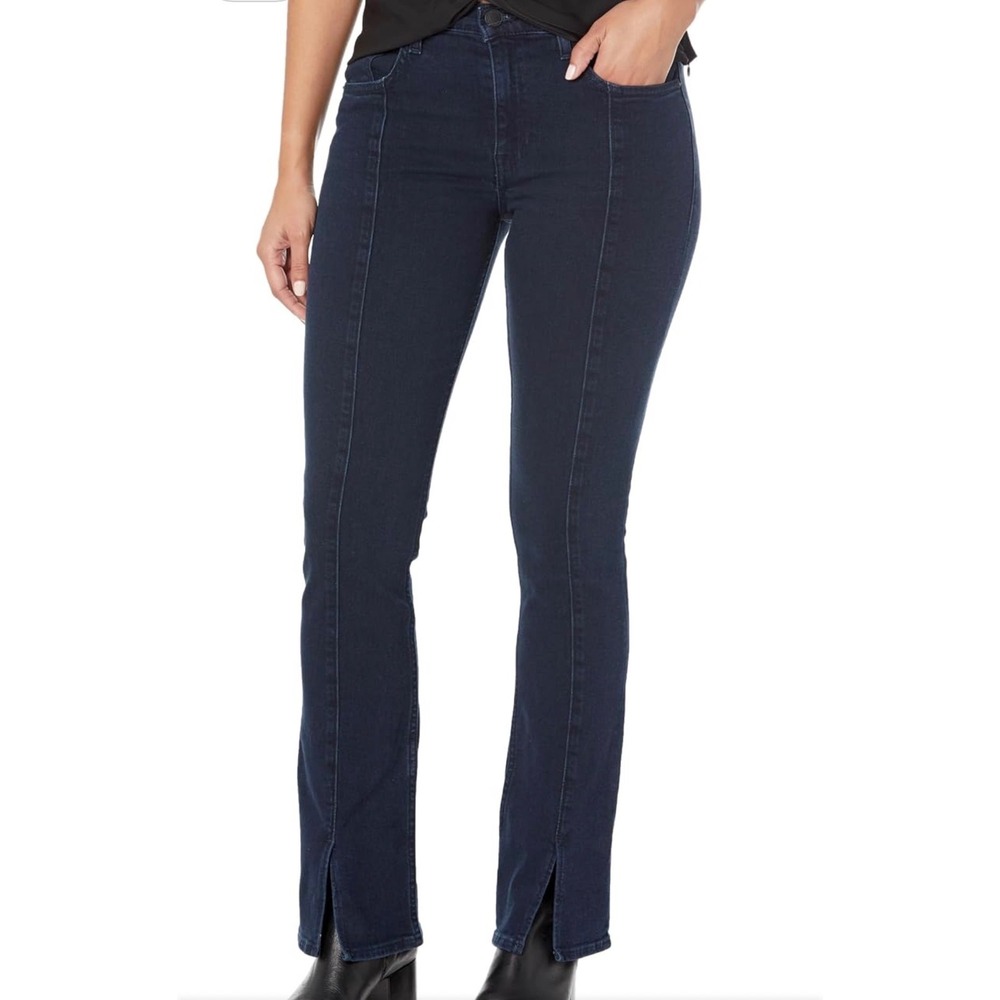 Hudson Barbra High Rise Front Seam Boot Cut Jeans Designer Boho Chic Split Hem